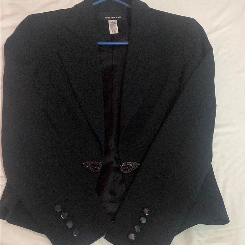 Chic Black Blazer With Button Details - image 2